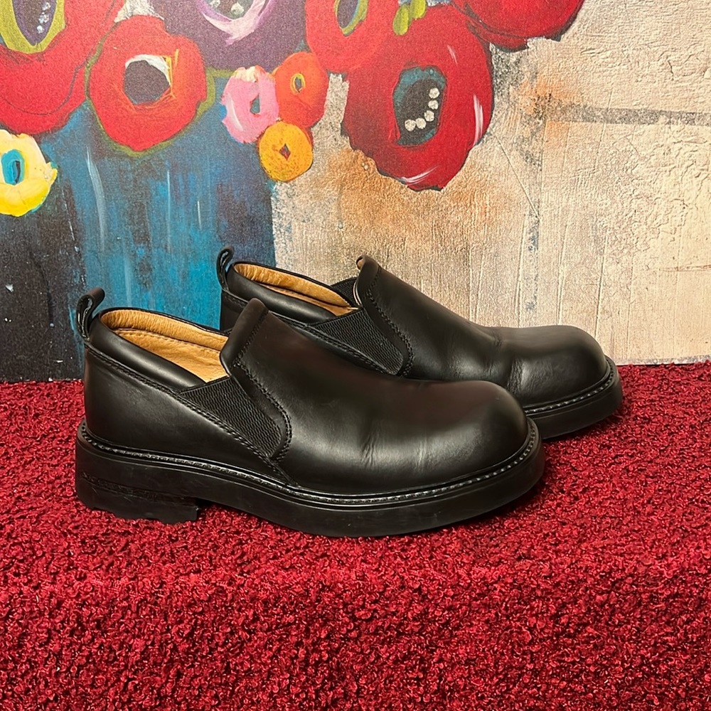 Frye Captain Black Leather Chunky Slip on shoe size 8